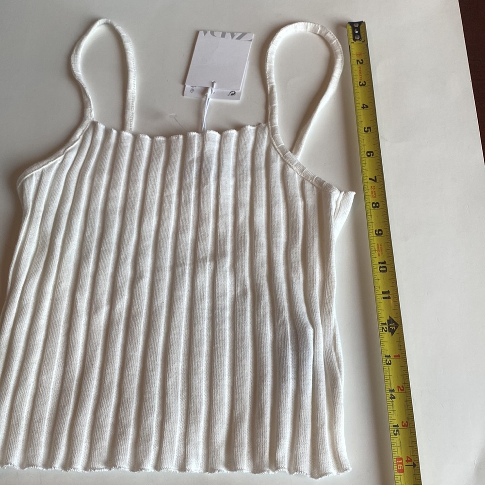 Zara Ivory Ribbed Crop Tank Top - Picture 13 of 13
